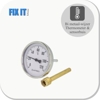 Bi metaal wijzerthermometer 0-120°C